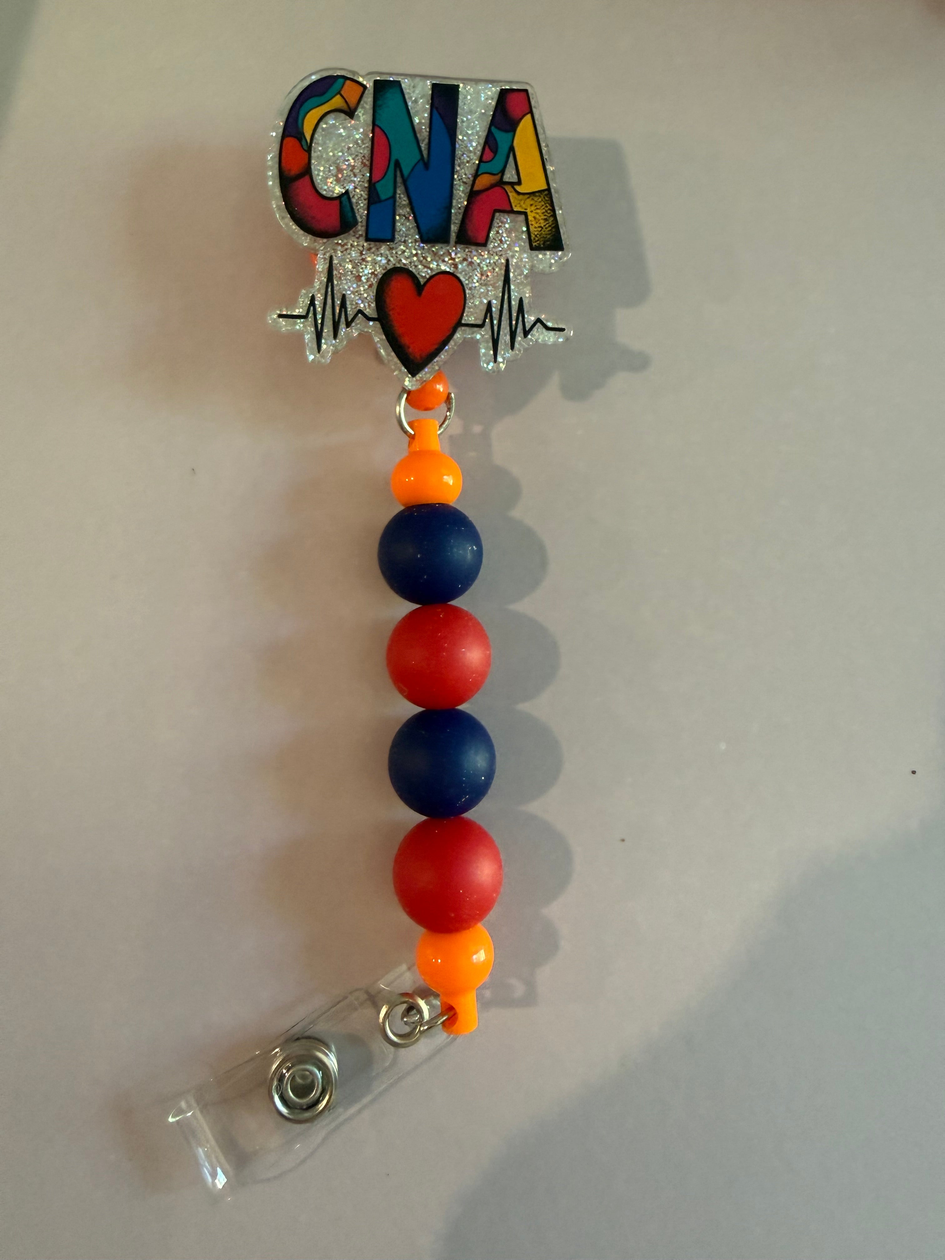 Permanent Beaded Badge Reel “CNA”