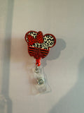 Interchangeable Non-Beaded Badge Reel “Leopard Minnie Mouse”￼