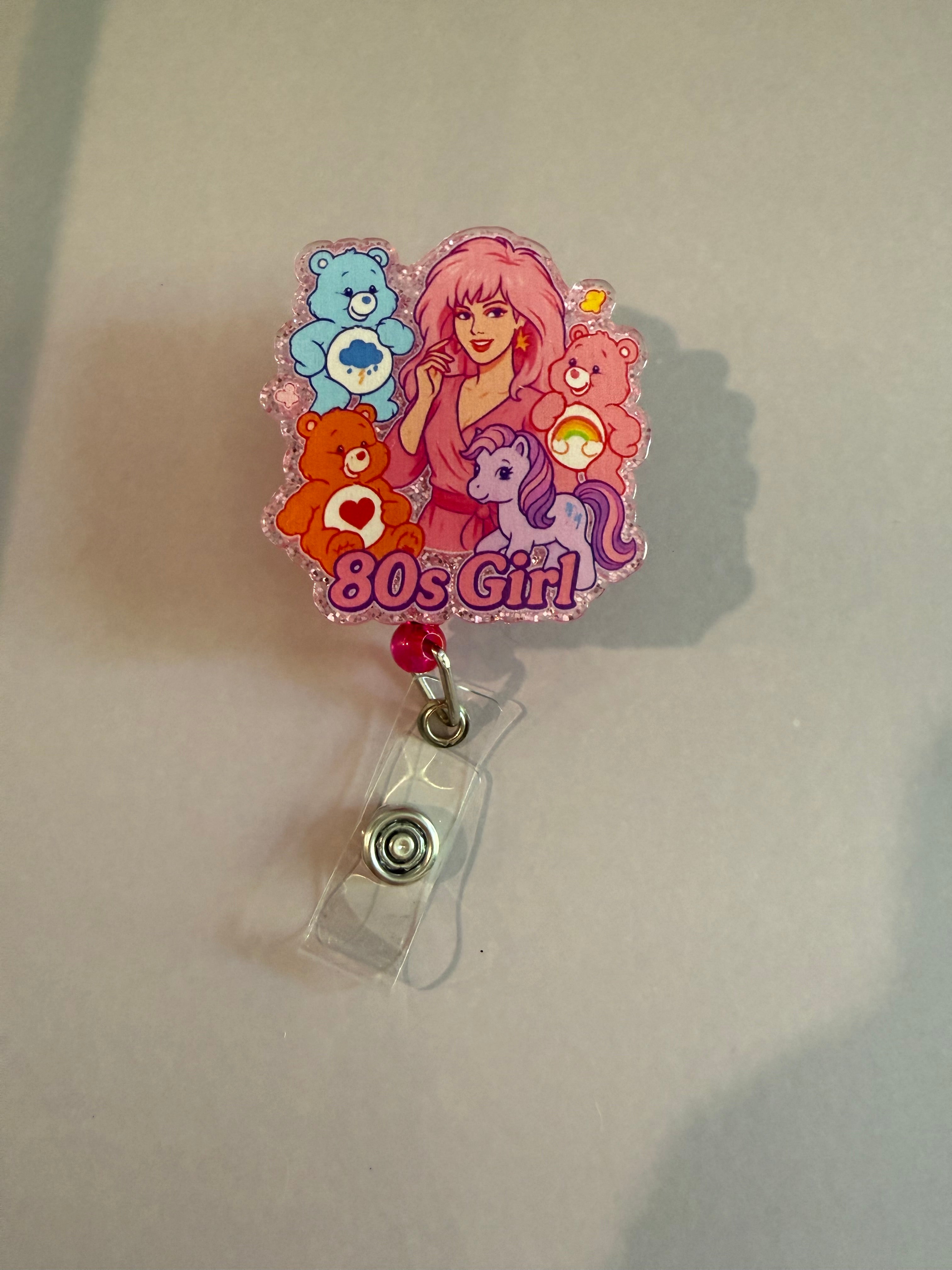 Interchangeable Non-Beaded Badge Reel “80’s Girl”