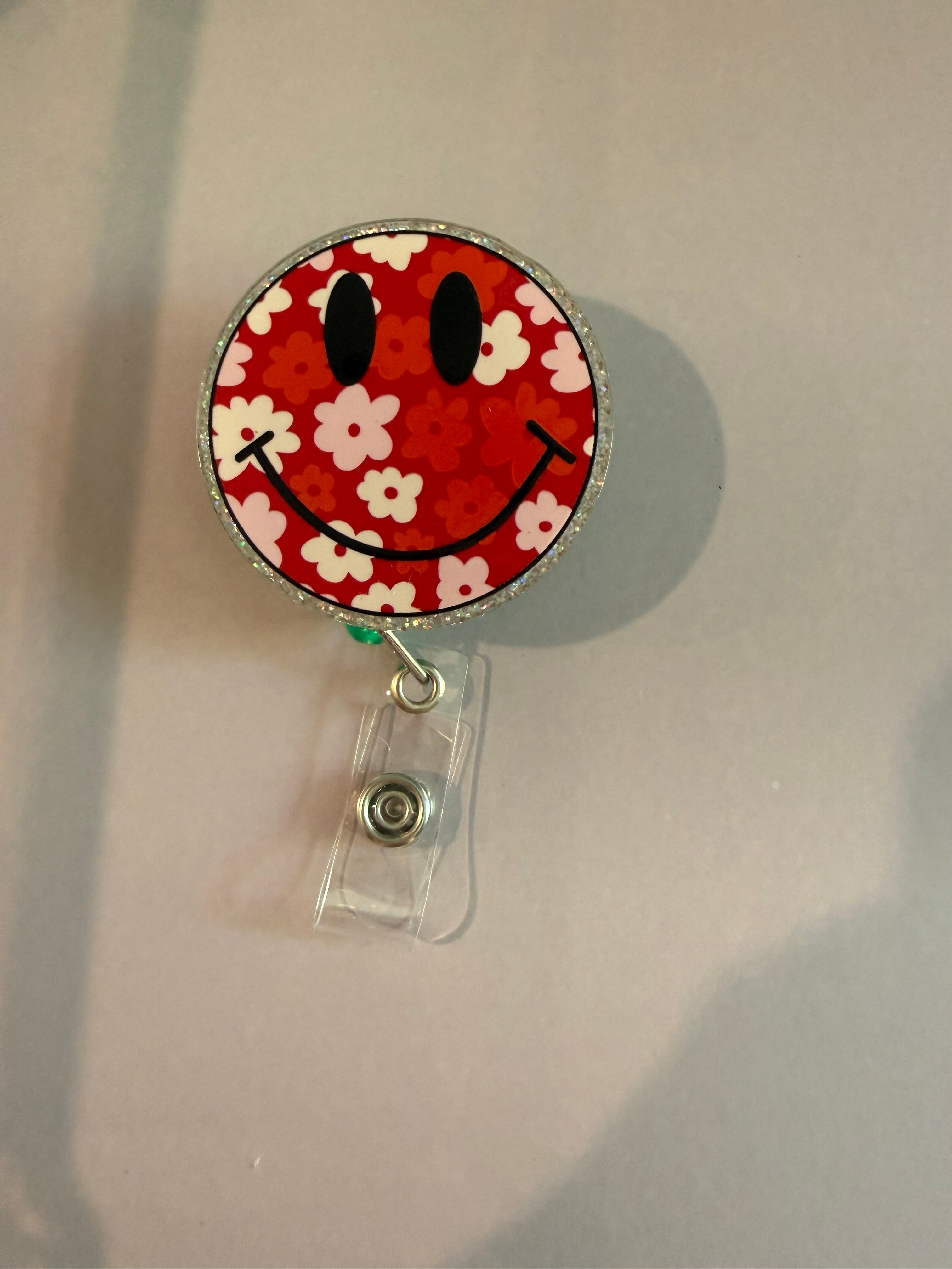 Interchangeable Non-Beaded Badge Reel “Smiley”
