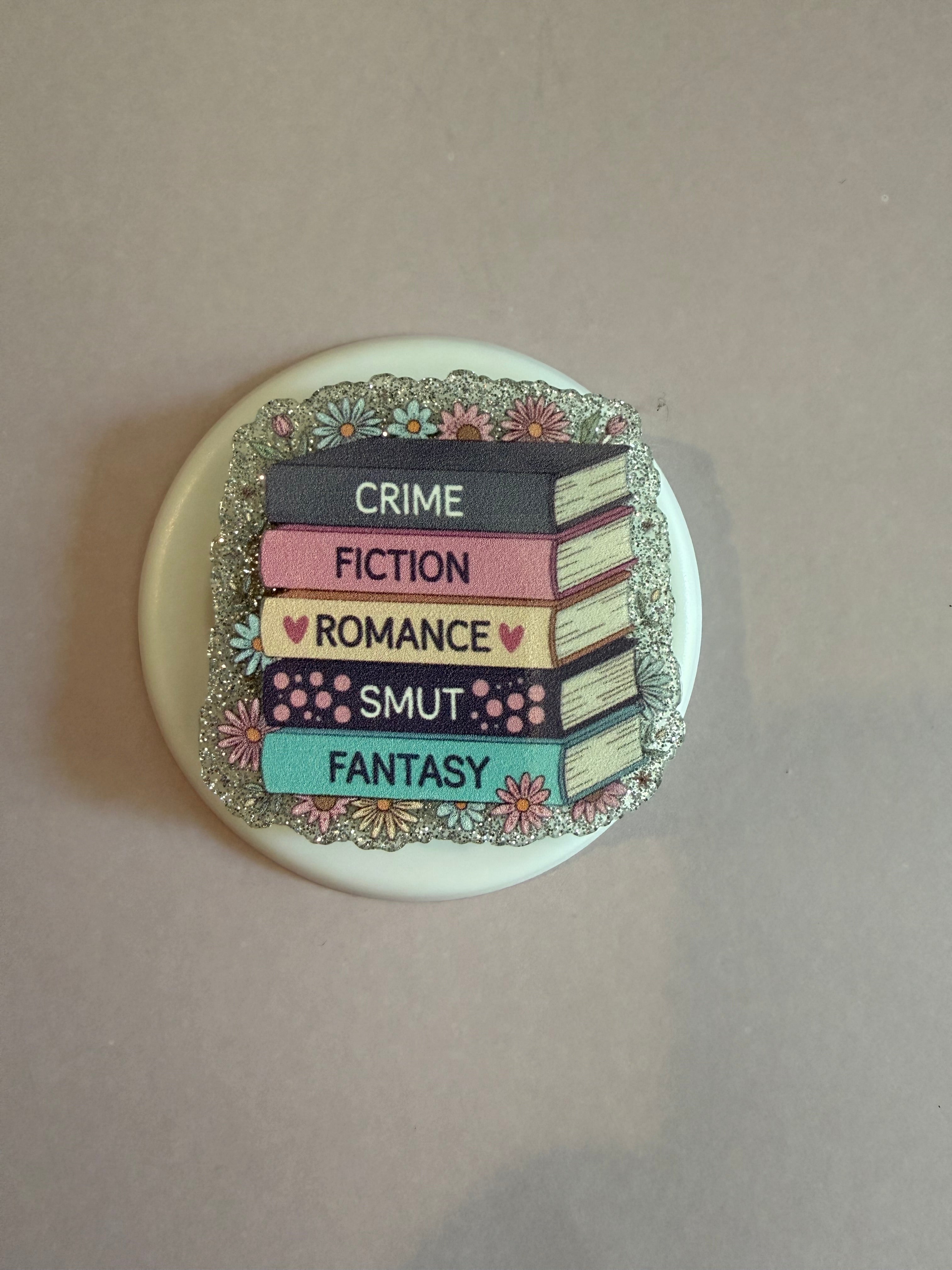 Mag Safe Popsocket “Crime, fiction, romance, smut, fantasy”