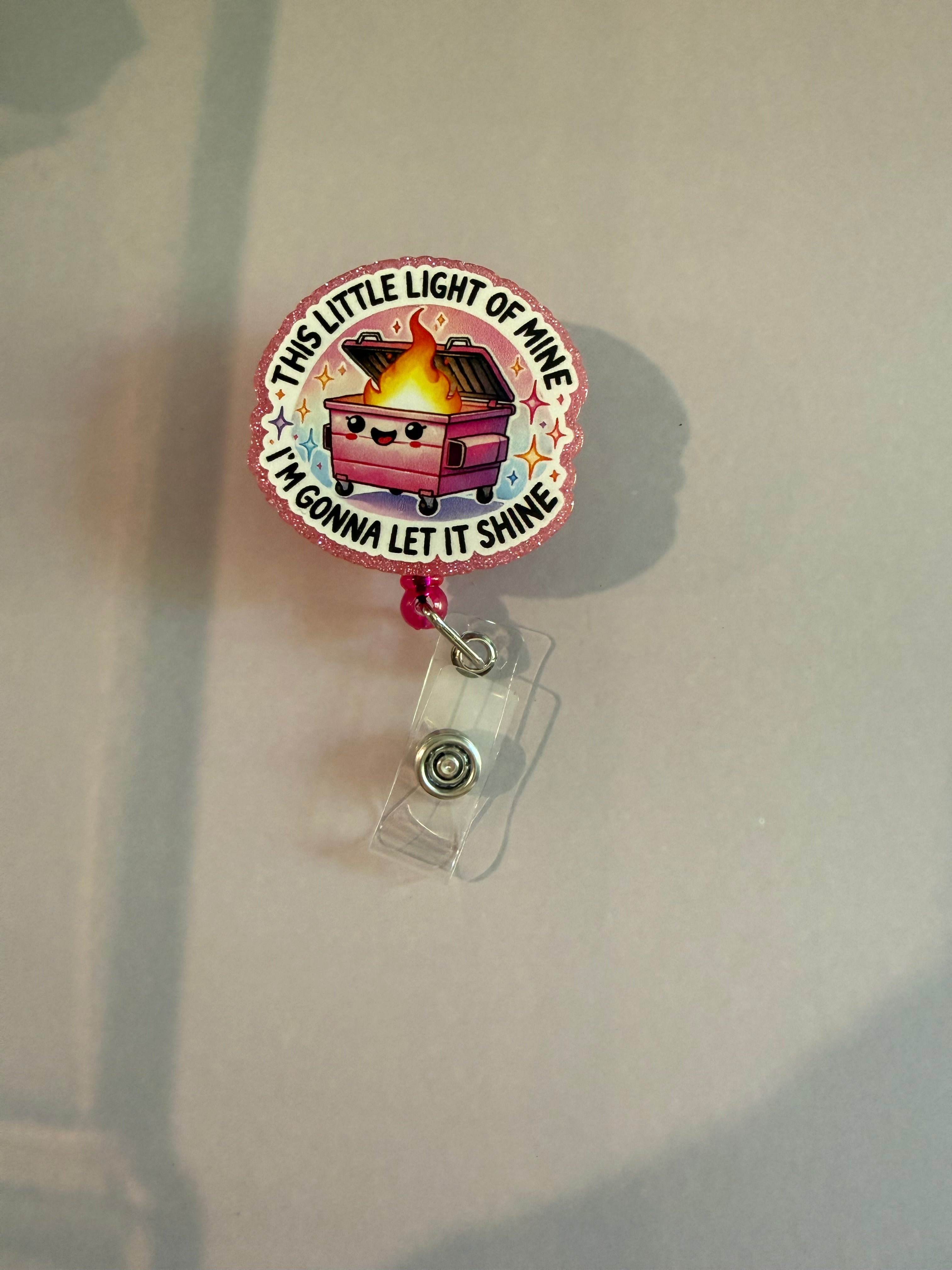Interchangeable Non-Beaded Badge Reel “dumpster fire”